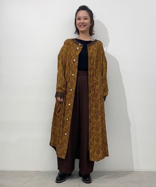 ZUCCA zip one pieceワンピース シースルー コート ズッカ ZUCCa / ステッチジャージィー / ワンピース(M beige(03