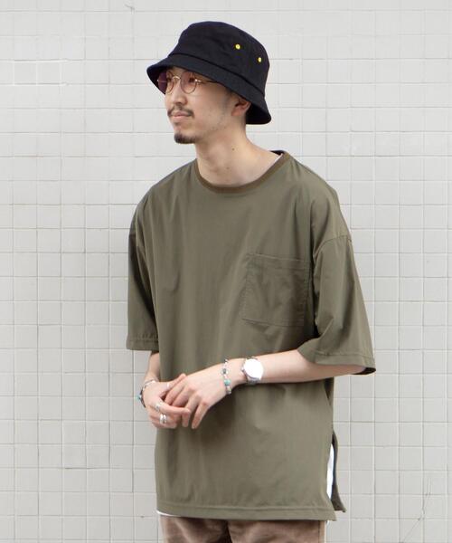 coen（コーエン）の「ストレッチナイロンクルーネックTシャツ（Tシャツ/カットソー・メンズ・ブラック/グレー/オリーブ・SMALL/MEDIUM/LARGE/X-LARGE）」の3枚目の写真