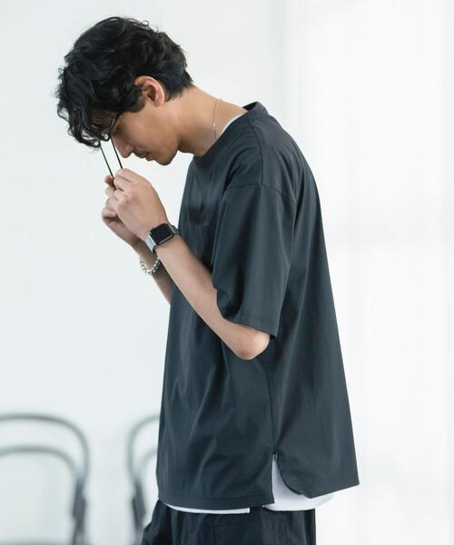 coen（コーエン）の「ストレッチナイロンクルーネックTシャツ（Tシャツ/カットソー・メンズ・ブラック/グレー/オリーブ・SMALL/MEDIUM/LARGE/X-LARGE）」の4枚目の写真