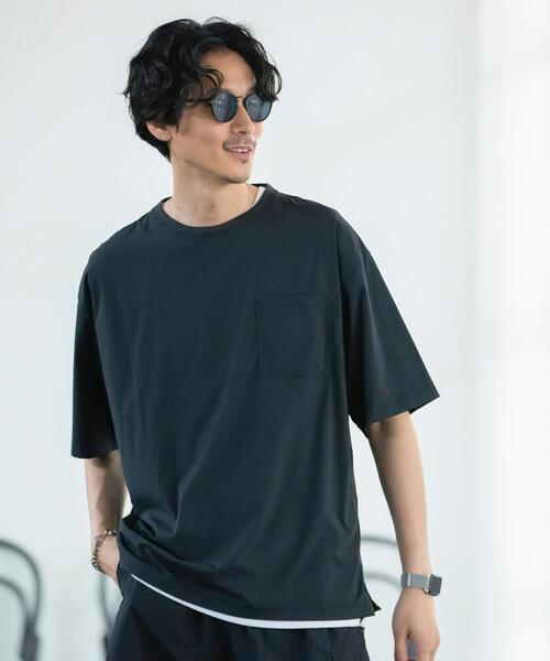 coen（コーエン）の「ストレッチナイロンクルーネックTシャツ（Tシャツ/カットソー・メンズ・ブラック/グレー/オリーブ・SMALL/MEDIUM/LARGE/X-LARGE）」の5枚目の写真