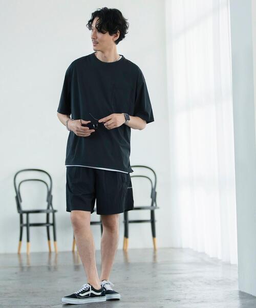 coen（コーエン）の「ストレッチナイロンクルーネックTシャツ（Tシャツ/カットソー・メンズ・ブラック/グレー/オリーブ・SMALL/MEDIUM/LARGE/X-LARGE）」の6枚目の写真