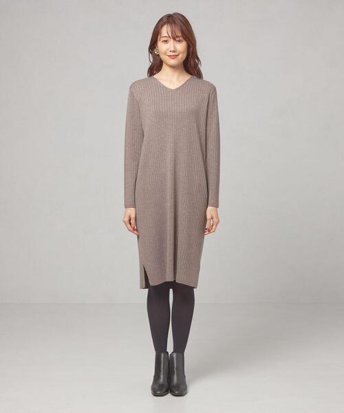 closet story（クローゼットストーリー）の「＜closet story（クロ－ゼットストーリー）＞ リブサック Vネック ワンピース -ウォッシャブル-（ワンピース・レディース・ベージュ/ブラック/シャーベット・FREE）」の11枚目の写真