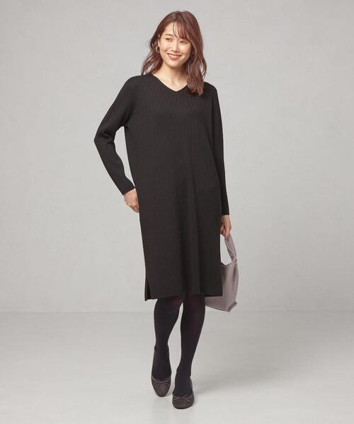 closet story（クローゼットストーリー）の「＜closet story（クロ－ゼットストーリー）＞ リブサック Vネック ワンピース -ウォッシャブル-（ワンピース・レディース・ベージュ/ブラック/シャーベット・FREE）」の10枚目の写真