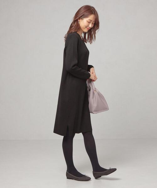 closet story（クローゼットストーリー）の「＜closet story（クロ－ゼットストーリー）＞ リブサック Vネック ワンピース -ウォッシャブル-（ワンピース・レディース・ベージュ/ブラック/シャーベット・FREE）」の8枚目の写真