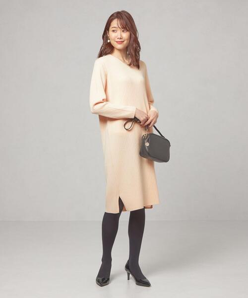 closet story（クローゼットストーリー）の「＜closet story（クロ－ゼットストーリー）＞ リブサック Vネック ワンピース -ウォッシャブル-（ワンピース・レディース・ベージュ/ブラック/シャーベット・FREE）」の16枚目の写真