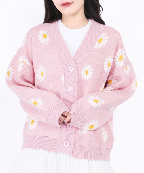 WC（ダブル シー）の「マーガレットパターンカーディガン（カーディガン/ボレロ・レディース・ホワイト/ブラック/サックスブルー/ピンク/グリーン・FREE）」の5枚目の写真