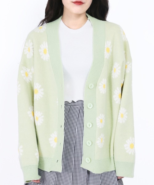 WC（ダブル シー）の「マーガレットパターンカーディガン（カーディガン/ボレロ・レディース・ホワイト/ブラック/サックスブルー/ピンク/グリーン・FREE）」の15枚目の写真