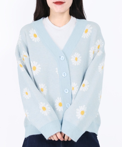 WC（ダブル シー）の「マーガレットパターンカーディガン（カーディガン/ボレロ・レディース・ホワイト/ブラック/サックスブルー/ピンク/グリーン・FREE）」の22枚目の写真