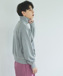 度詰め裏毛タートルネックプルオーバー-ウォッシャブル-