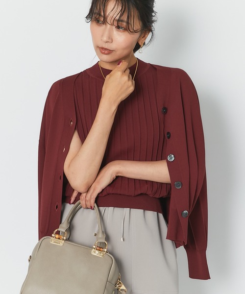 RIVE DROITE（リヴドロワ）の「首元をすっきりと魅せるVネック　クールタッチUVVネックカーディガン（カーディガン/ボレロ・レディース・ネイビー/ボルドー/ベージュ系その他・FREE）」の5枚目の写真