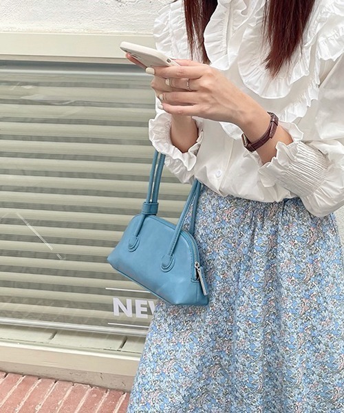 Chaco closet(チャコ クローゼット)の「カラーミニボストンバッグ(ボストンバッグ・レディース・グリーン/ピンク/ブラック/アイボリー/サックスブルー・FREE)」の8枚目の写真