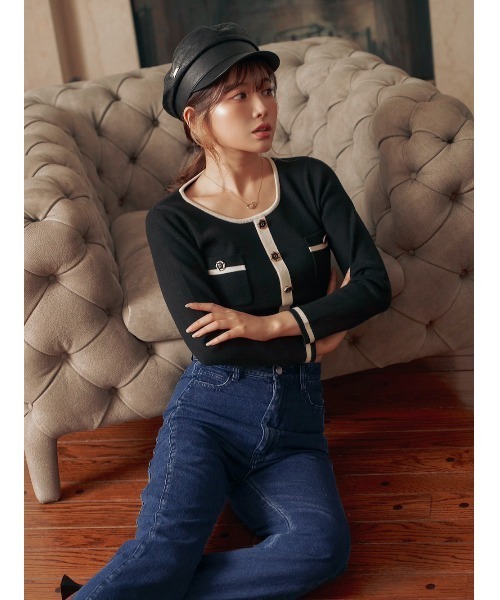 Darich（ダーリッチ）の「パイピングショートニットトップス（ニット