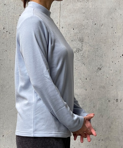 MATCH&more（マッチアンドモア）の「日本製 なめらかタッチ モックネック長袖Ｔシャツ（Tシャツ/カットソー・レディース・ライトグリーン/オフホワイト/ライトパープル/イエロー/ライトブルー/ブルー/ライトグレー/ピンク・MEDIUM/LARGE）」の18枚目の写真