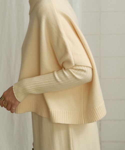 Bab（バブ）の「《2点SET》ケープトップ＆リブニットワンピース（ワンピース・レディース・グレー/ブラウン/ブラック/A/アイボリー/サンドベージュ/C/B・38）」の15枚目の写真