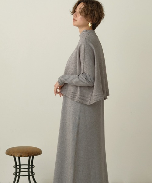 Bab（バブ）の「《2点SET》ケープトップ＆リブニットワンピース（ワンピース・レディース・グレー/ブラウン/ブラック/A/アイボリー/サンドベージュ/C/B・38）」の22枚目の写真