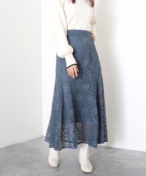 archives（アルシーヴ）の「レースマーメイドフレアスカート（スカート・レディース・ブルー/ブラック/アイボリー・MEDIUM）」の4枚目の写真