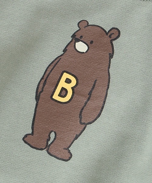 b・ROOM(ビールーム)の「【くま柄】くまプリントスウェットロンパース(ロンパース・キッズ・ブラウン/グリーン/オフホワイト・70cm/80cm)」の11枚目の写真
