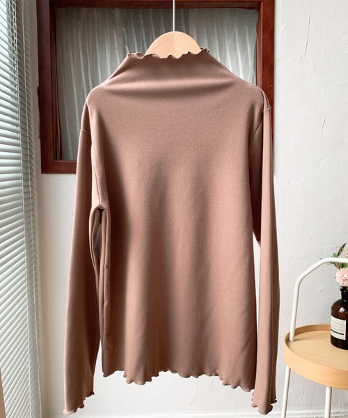 MAISON DE THERESE(メゾン ド テレーズ)の「柔らかい ハイネックニットトップス(ニット/セーター・レディース・グレイッシュブルー/ホワイト/グリーン/ブラック/モカ・FREE)」の9枚目の写真