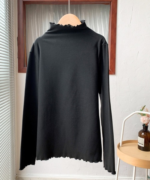 MAISON DE THERESE(メゾン ド テレーズ)の「柔らかい ハイネックニットトップス(ニット/セーター・レディース・グレイッシュブルー/ホワイト/グリーン/ブラック/モカ・FREE)」の10枚目の写真