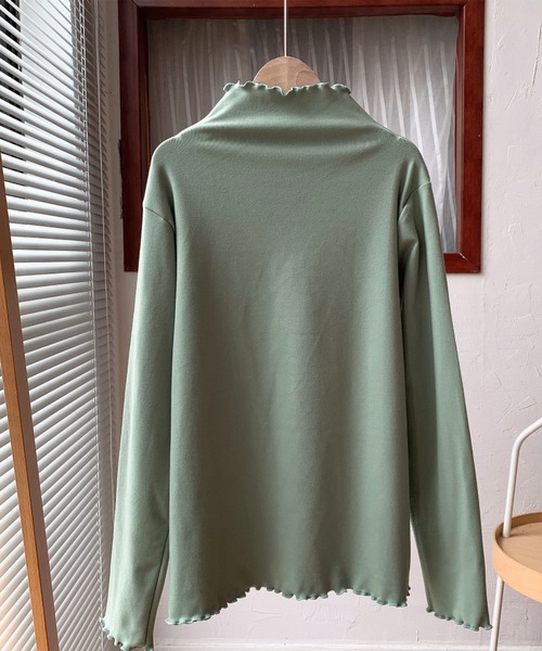 MAISON DE THERESE(メゾン ド テレーズ)の「柔らかい ハイネックニットトップス(ニット/セーター・レディース・グレイッシュブルー/ホワイト/グリーン/ブラック/モカ・FREE)」の11枚目の写真