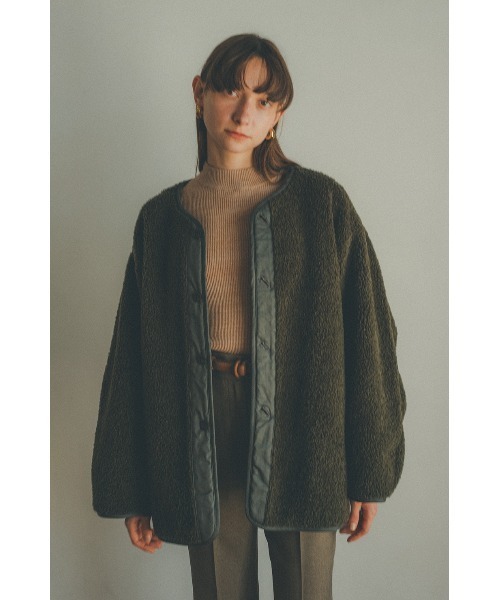 CLANE(クラネ)の「REVERSIBLE MILITARY BOA JACKET(ミリタリージャケット・レディース・ブラック/カーキ/アイボリー・1/2)」の10枚目の写真