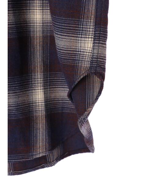 koe(コエ)の「TR先染めチェック微起毛シャツワンピース羽織*(シャツワンピース・レディース・ブラック/パープル・FREE)」の5枚目の写真