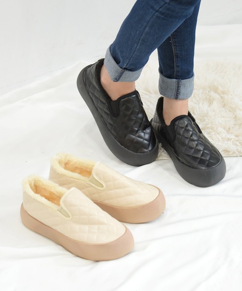 NOFALL(ノーフォール)の「キルティングボアスニーカー(スニーカー・レディース・ブラック/ベージュ・L/M/S/3L/LL)」の7枚目の写真