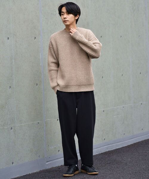 セール】SHIPS: 3G タスマニアウール ビッグアゼ クルーネックニット