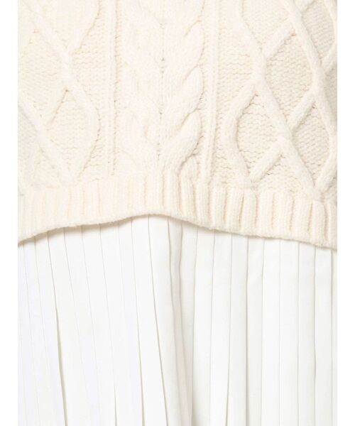 MERCURYDUO(マーキュリーデュオ)の「プリーツドッキングケーブルニットミニワンピース(ワンピース・レディース・ブラウン/グレー/オフホワイト・FREE)」の8枚目の写真