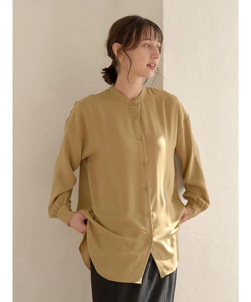 earth music&ecology(アースミュージックアンドエコロジー)の「とろみバンドカラーシャツチュニック*(シャツ/ブラウス・レディース・オフホワイト/マスタード/ホワイト系その他2・FREE)」の4枚目の写真