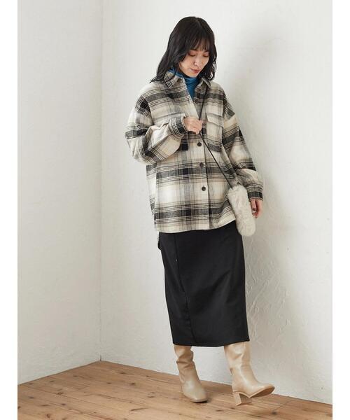 ELENCARE DUE（エレンカーレデュエ）の「・ELENCARE DUEシャギーチェックオーバーシャツ＊（シャツ/ブラウス・レディース・ブラック/ネイビー・FREE）」の4枚目の写真