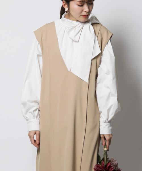 INTERPLANET（インタープラネット）の「【ａｎａｎａ】ボリューム袖ＢＩＧリボンミディ丈ブラウス（シャツ/ブラウス・レディース・ベージュ/オフホワイト・FREE）」の2枚目の写真