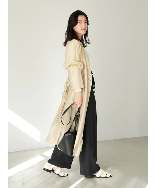 earth music&ecology(アースミュージックアンドエコロジー)の「シアートレンチコート*(トレンチコート・レディース・ライトベージュ/ライトカーキ・FREE)」の5枚目の写真