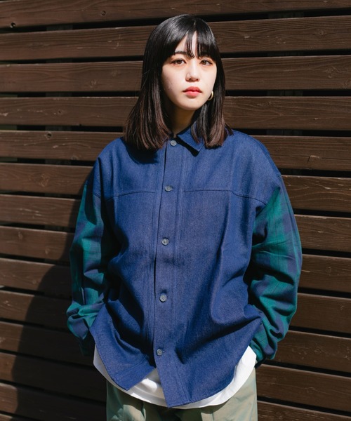 BROKEN BASE(ブロークンベース)の「スイッチデニムシャツ(シャツ/ブラウス・メンズ・ブラック/インディゴブルー・MEDIUM/LARGE)」の2枚目の写真