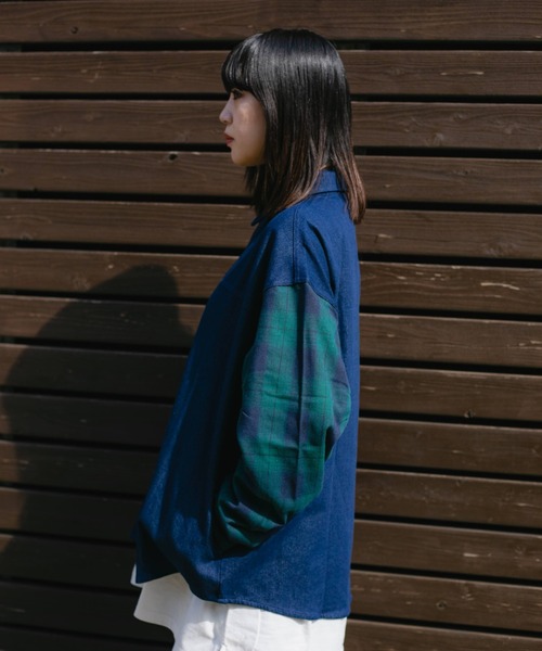 BROKEN BASE(ブロークンベース)の「スイッチデニムシャツ(シャツ/ブラウス・メンズ・ブラック/インディゴブルー・MEDIUM/LARGE)」の3枚目の写真