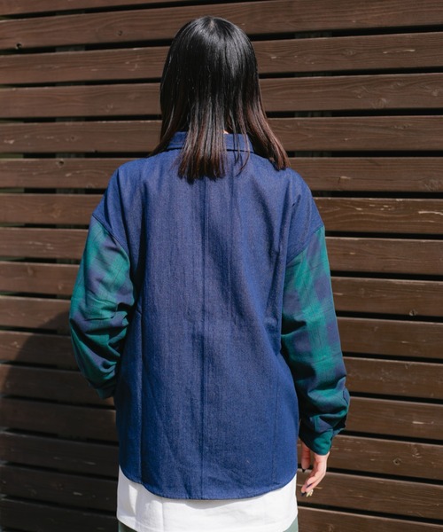 BROKEN BASE(ブロークンベース)の「スイッチデニムシャツ(シャツ/ブラウス・メンズ・ブラック/インディゴブルー・MEDIUM/LARGE)」の4枚目の写真