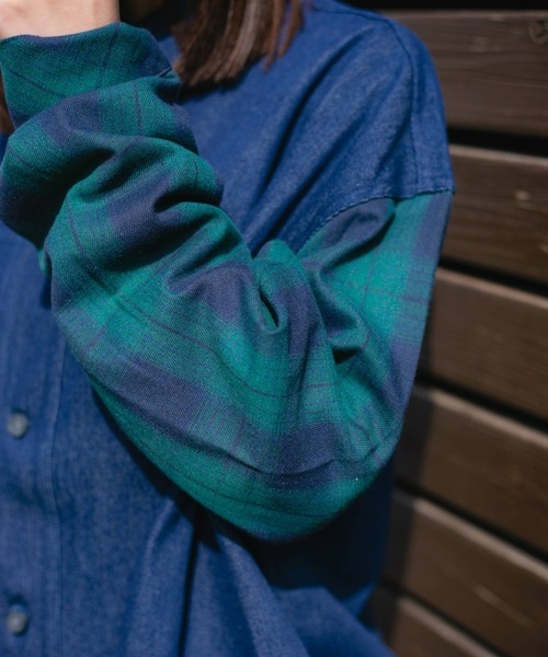 BROKEN BASE(ブロークンベース)の「スイッチデニムシャツ(シャツ/ブラウス・メンズ・ブラック/インディゴブルー・MEDIUM/LARGE)」の6枚目の写真