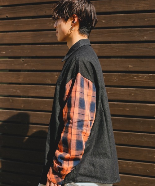 BROKEN BASE(ブロークンベース)の「スイッチデニムシャツ(シャツ/ブラウス・メンズ・ブラック/インディゴブルー・MEDIUM/LARGE)」の7枚目の写真