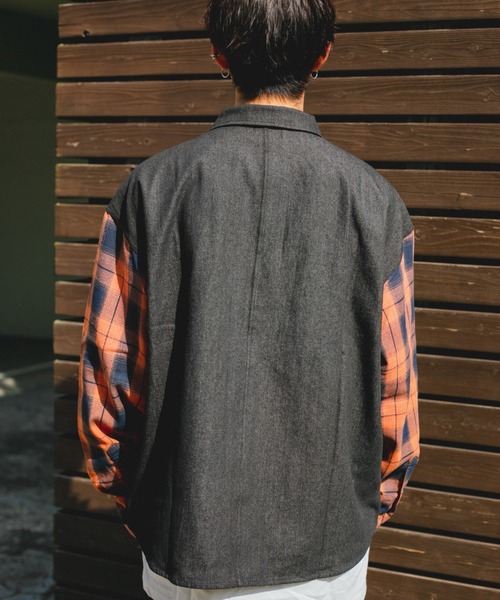 BROKEN BASE(ブロークンベース)の「スイッチデニムシャツ(シャツ/ブラウス・メンズ・ブラック/インディゴブルー・MEDIUM/LARGE)」の8枚目の写真