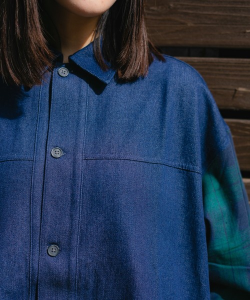 BROKEN BASE(ブロークンベース)の「スイッチデニムシャツ(シャツ/ブラウス・メンズ・ブラック/インディゴブルー・MEDIUM/LARGE)」の5枚目の写真