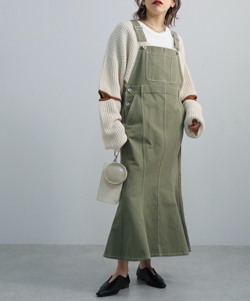 ap retro（アプレトロ）の「マーメイドジャンスカ（ジャンパースカート・レディース・カーキ/インディゴブルー/アイボリー・FREE）」の3枚目の写真