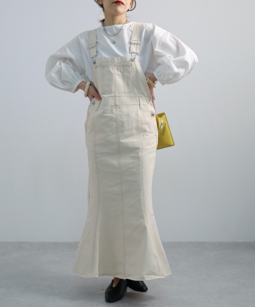 ap retro（アプレトロ）の「マーメイドジャンスカ（ジャンパースカート・レディース・カーキ/インディゴブルー/アイボリー・FREE）」の2枚目の写真