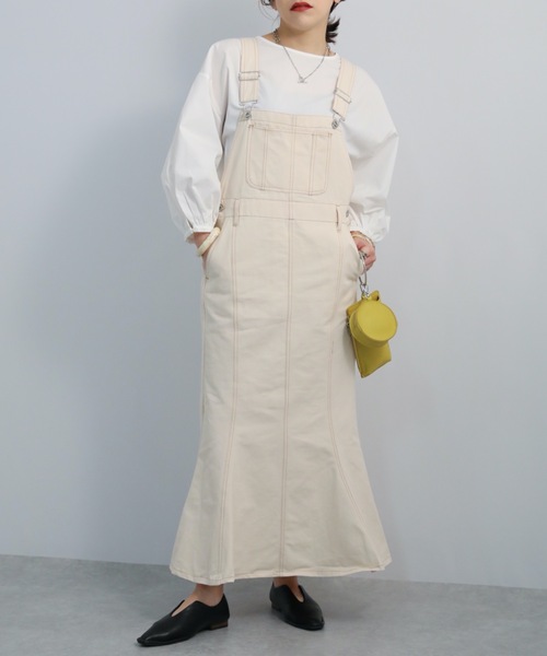 ap retro（アプレトロ）の「マーメイドジャンスカ（ジャンパースカート・レディース・カーキ/インディゴブルー/アイボリー・FREE）」の15枚目の写真