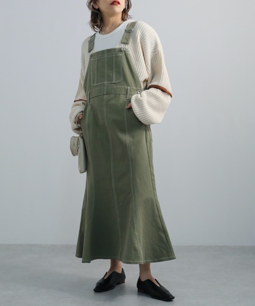 ap retro（アプレトロ）の「マーメイドジャンスカ（ジャンパースカート・レディース・カーキ/インディゴブルー/アイボリー・FREE）」の17枚目の写真