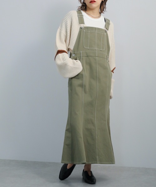 ap retro（アプレトロ）の「マーメイドジャンスカ（ジャンパースカート・レディース・カーキ/インディゴブルー/アイボリー・FREE）」の20枚目の写真