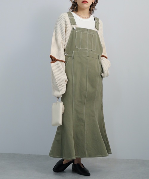 ap retro（アプレトロ）の「マーメイドジャンスカ（ジャンパースカート・レディース・カーキ/インディゴブルー/アイボリー・FREE）」の16枚目の写真