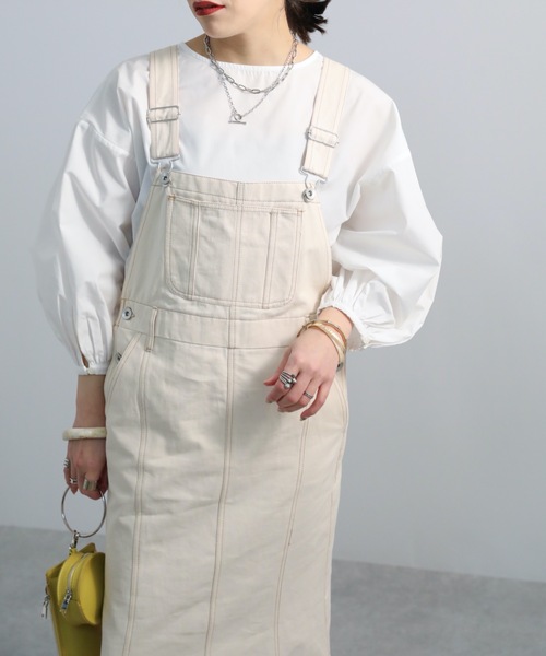 ap retro（アプレトロ）の「マーメイドジャンスカ（ジャンパースカート・レディース・カーキ/インディゴブルー/アイボリー・FREE）」の7枚目の写真