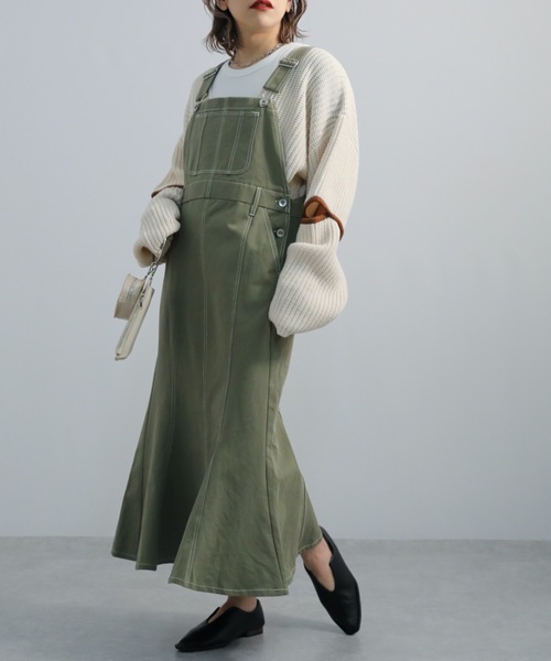 ap retro（アプレトロ）の「マーメイドジャンスカ（ジャンパースカート・レディース・カーキ/インディゴブルー/アイボリー・FREE）」の18枚目の写真