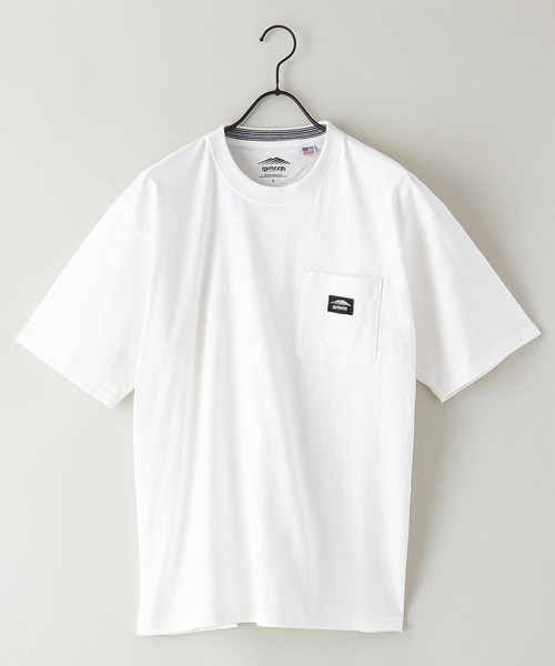 OUTDOOR PRODUCTS APPAREL(アウトドアプロダクツアパレル)の「USAコットン ビッグシルエット ワンポイントブランドロゴワッペンTシャツ(Tシャツ/カットソー・メンズ・ブルー系その他/ブラック/ベージュ/ホワイト/パープル/カーキ・X-LARGE/MEDIUM/LARGE)」の7枚目の写真