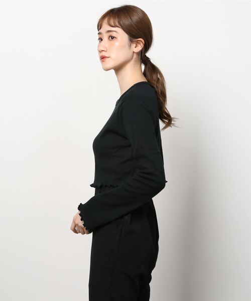 PUNYUS(プニュズ)の「クロップドトップス(Tシャツ/カットソー・レディース・ブラック/グリーン/オフホワイト/ライトピンク/オレンジ/ライトパープル・3/4/1/2)」の7枚目の写真